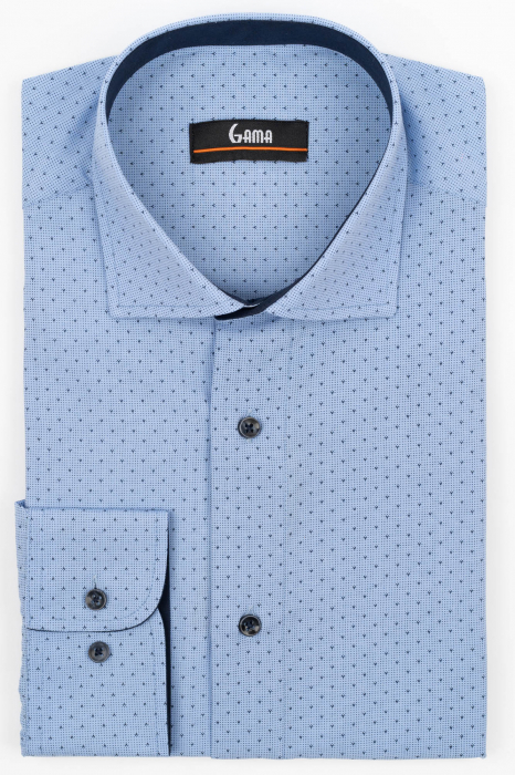 Camasa barbati regular fit albastra cu imprimeu bleumarin [1]