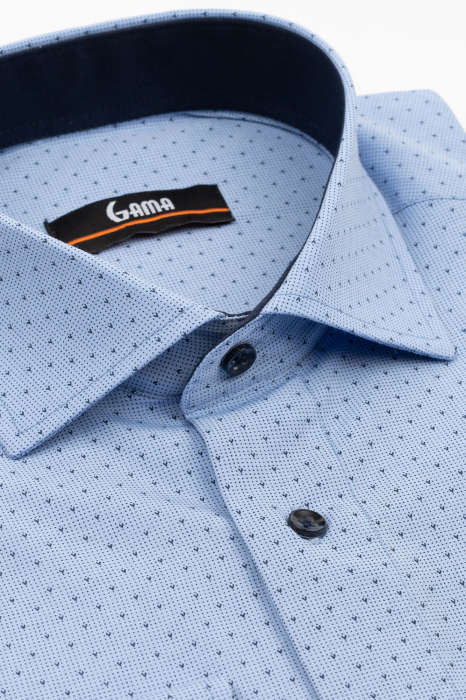 Camasa barbati regular fit albastra cu imprimeu bleumarin [3]