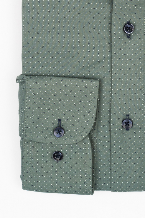Camasa barbati slim fit verde cu imprimeu bleumarin si alb CONFORT [2]