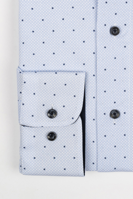 Camasa barbati regular fit alba cu imprimeu geometric bleu si bleumarin PREMIUM [2]