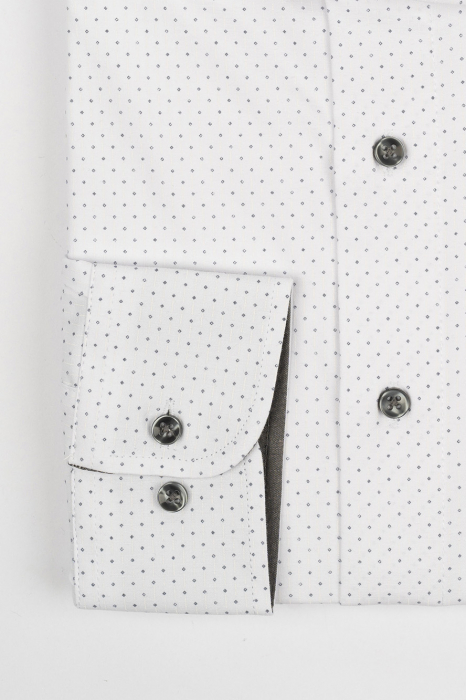 Camasa barbati regular fit alba cu insertie si imprimeu geometric gri CONFORT [2]
