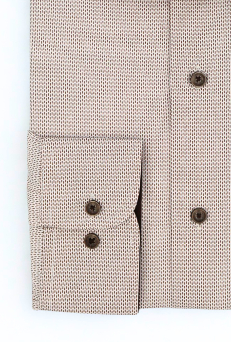 Camasa barbati slim fit alba cu imprimeu maro [2]