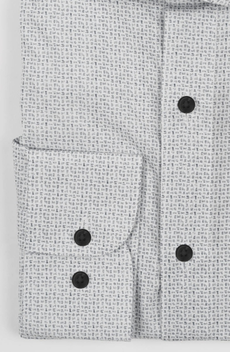 Camasa barbati regular fit alba cu imprimeu geometric negru 2XL-4XL [3]