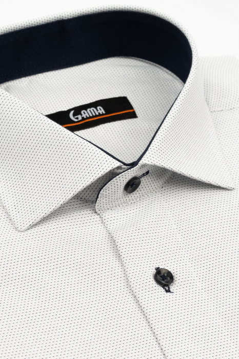 Camasa barbati regular fit alba cu insertii bleumarin 2XL-4XL [3]