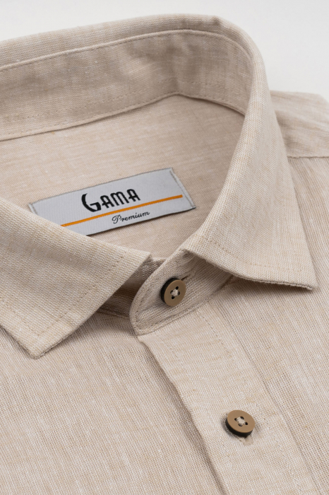 Camasa barbati regular fit bej din in PREMIUM - guler clasic [5]