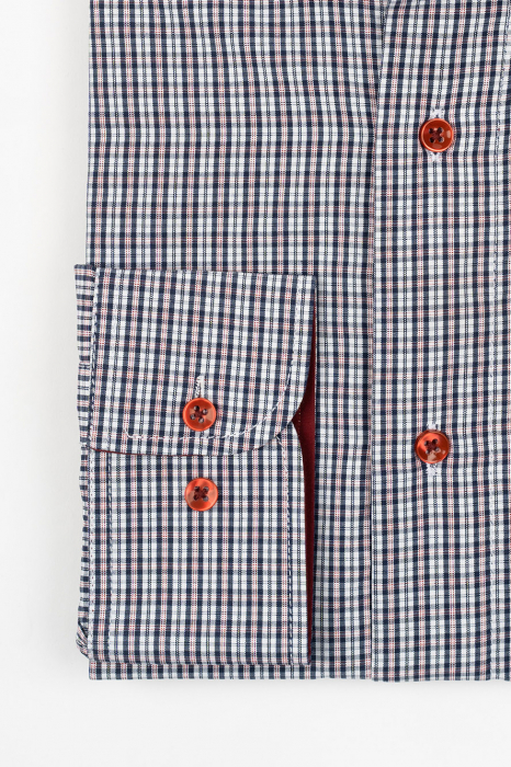 Camasa barbati regular fit alba cu carouri bleumarin si visinii [2]
