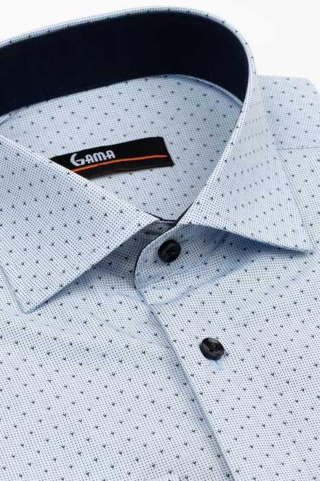 Camasa barbati slim fit bleu cu imprimeu bleumarin [3]