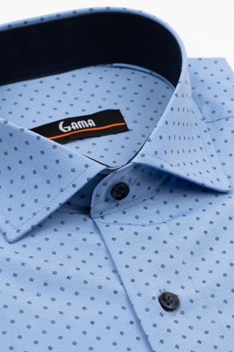 Camasa barbati regular fit albastra cu imprimeu floral bleumarin [3]