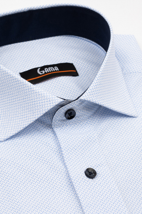 Camasa barbati slim fit alba cu imprimeu bleu [3]