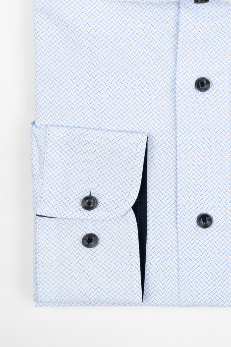 Camasa barbati slim fit alba cu imprimeu bleu [2]