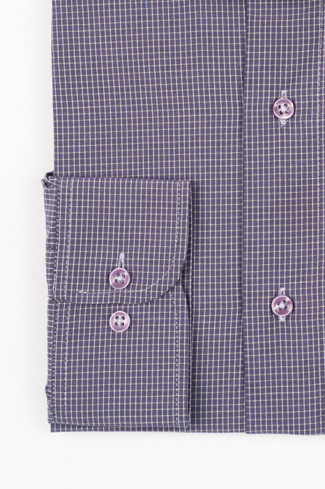 Camasa barbati regular fit mov cu carouri lila si bej 2XL [2]
