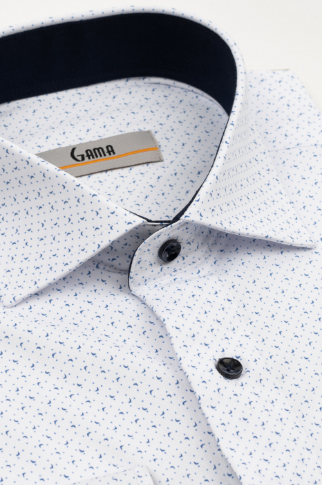 Camasa barbati regular fit alba cu imprimeu bleumarin si bleu CONFORT [3]
