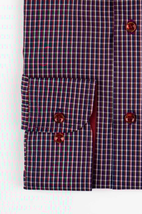 Camasa barbati slim fit visinie cu carouri bleumarin si albe 2XL [2]