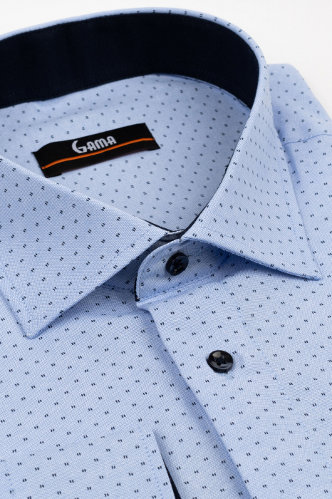 Camasa barbati regular fit bleu cu  imprimeu bleumarin 5XL - 6XL [3]