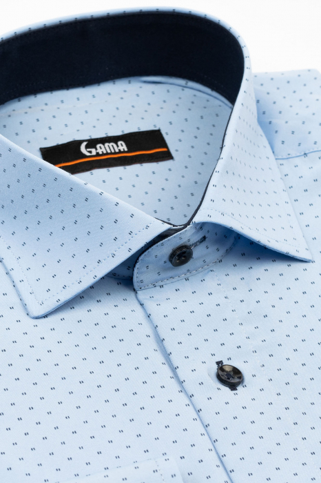 Camasa barbati regular fit bleu cu imprimeu bleumarin [3]