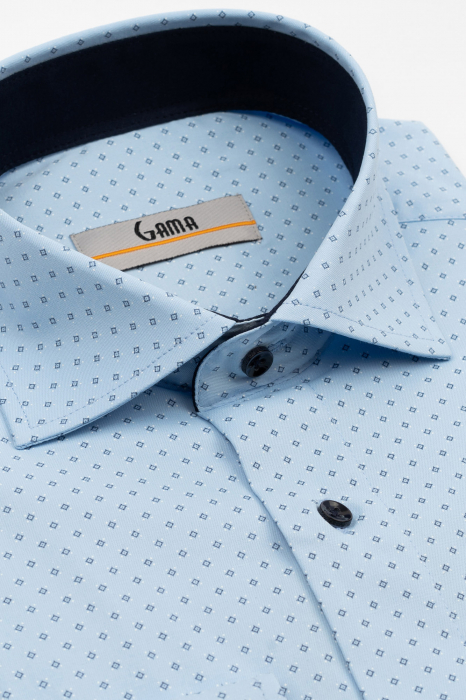 Camasa barbati regular fit bleu cu imprimeu bleumarin si alb CONFORT [3]
