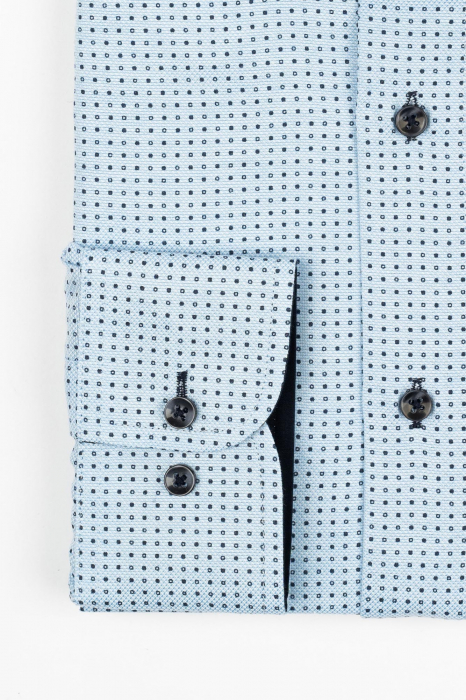 Camasa barbati regular fit bleu cu insertii albe si imprimeu bleumarin 2XL-4XL [2]