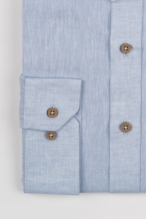 Camasa barbati regular fit bleu din in PREMIUM - guler tunica [4]