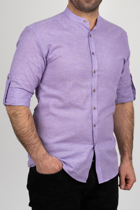 Camasa barbati slim fit mov din in PREMIUM - guler tunica [2]