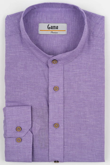 Camasa barbati regular fit mov din in PREMIUM - guler tunica [3]