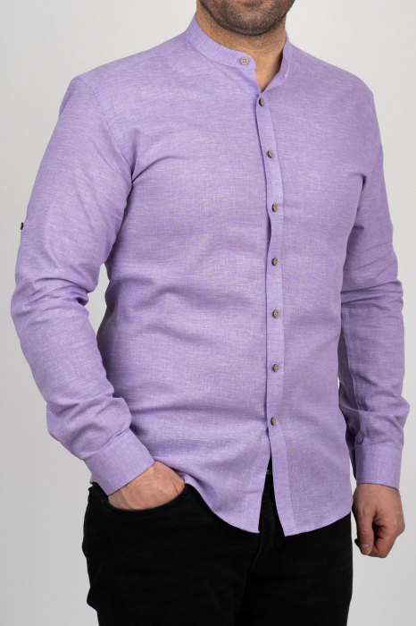 Camasa barbati slim fit mov din in PREMIUM - guler tunica [1]