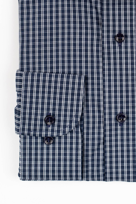 Camasa barbati regular fit bleumarin cu caro alb [2]