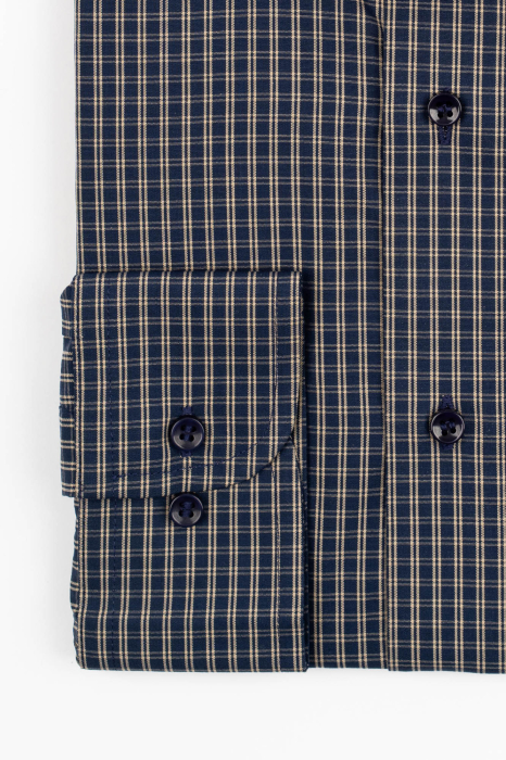 Camasa barbati regular fit bleumarin cu caro fin crem [2]