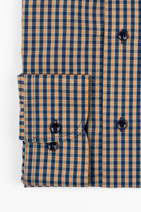 Camasa barbati regular fit bleumarin cu caro orange si turcoaz [4]