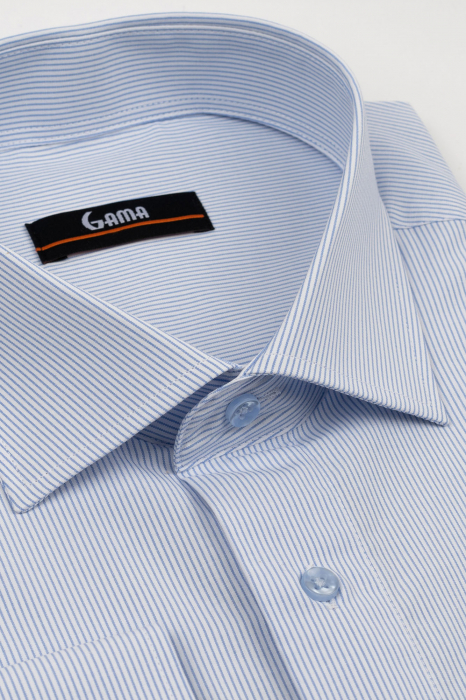 Camasa barbati regular fit alba cu dungi bleu 2XL - 4XL [3]