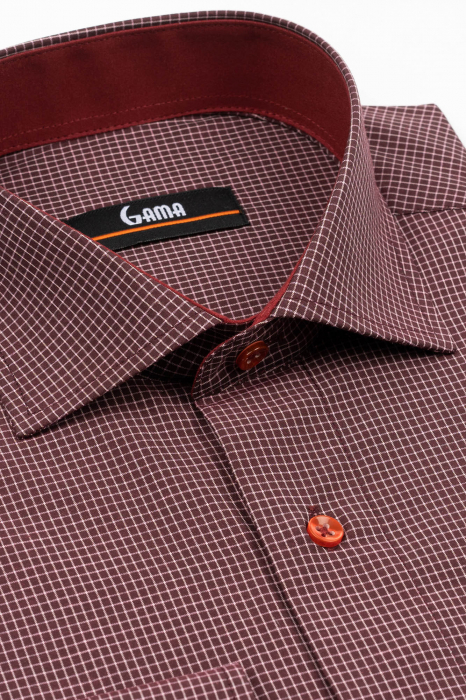 Camasa barbati regular fit bordo cu carouri roz-pal 2XL-4XL [3]