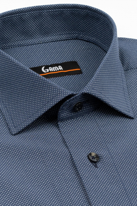 Camasa barbati regular fit bleumarin cu imprimeu alb [3]