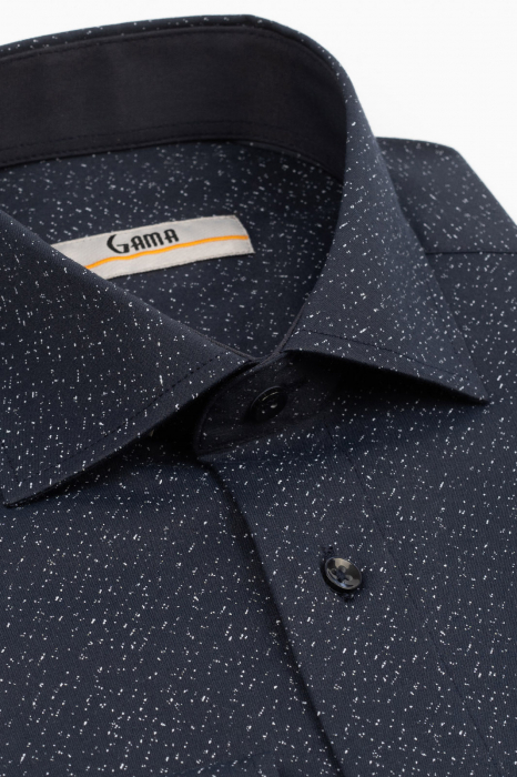 Camasa barbati regular fit bleumarin cu imprimeu alb CONFORT [3]
