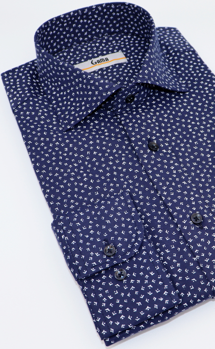 Camasa barbati regular fit bleumarin cu imprimeu alb CONFORT [3]