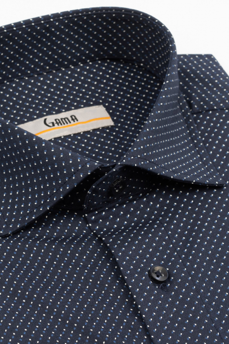 Camasa barbati regular fit bleumarin cu imprimeu alb si albastru PREMIUM [3]