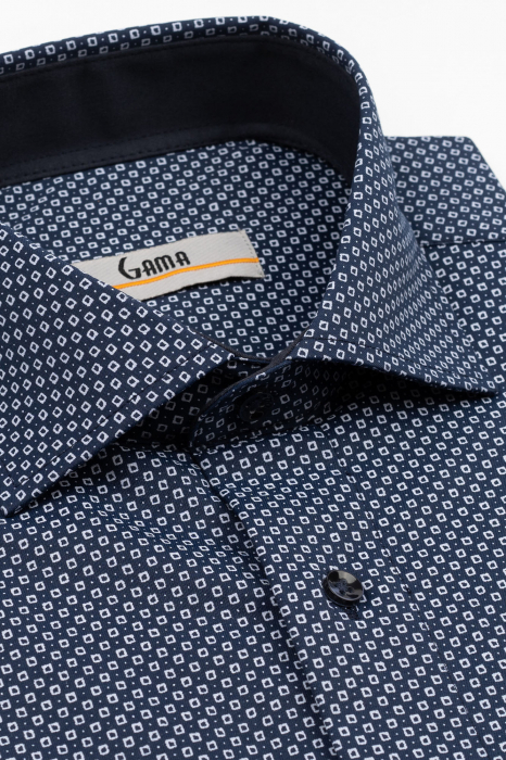 Camasa barbati regular fit  bleumarin cu imprimeu geometric bleu [3]