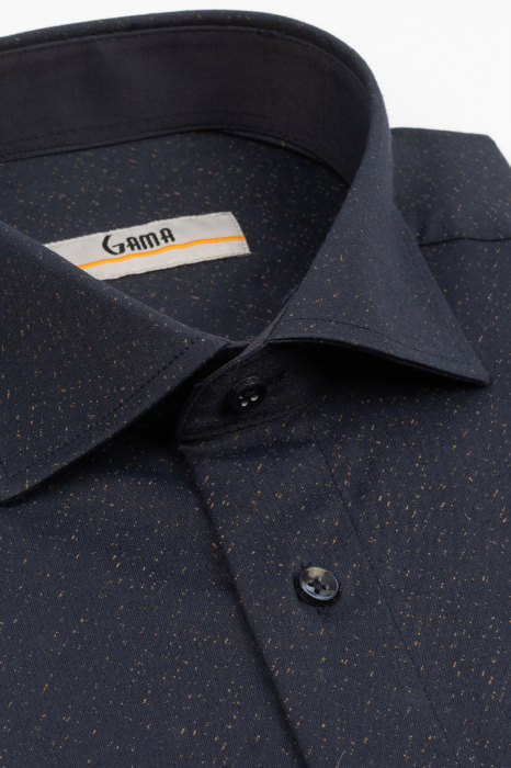 Camasa barbati slim fit bleumarin cu imprimeu maro CONFORT [3]