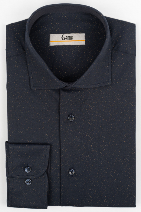 Camasa barbati slim fit bleumarin cu imprimeu maro CONFORT [1]