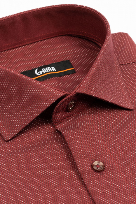 Camasa barbati regular fit bordo cu insertie alba [3]