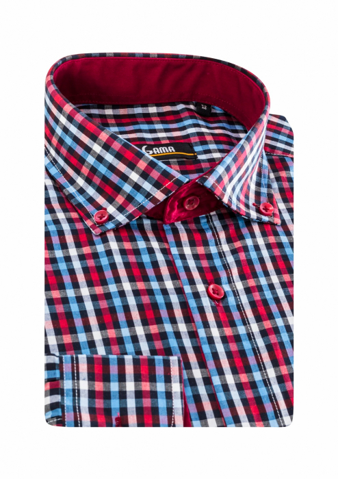 Camasa barbati regular fit cu carouri multicolor [2]