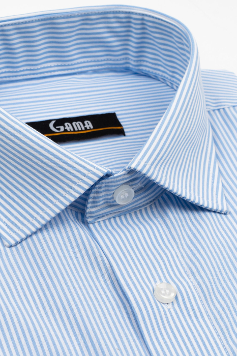 Camasa barbati regular fit cu dungi verticale albe si bleu [3]