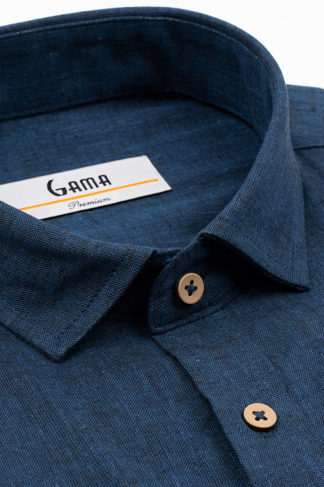 Camasa barbati slim fit dark-navy din in PREMIUM - guler clasic [4]