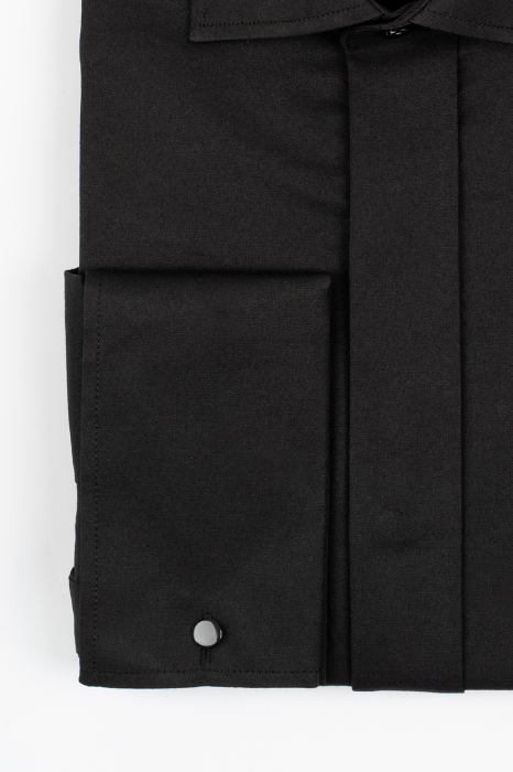 Camasa barbati slim fit eleganta neagra cu nasturi ascunsi si manseta dubla CONFORT-2XL [2]