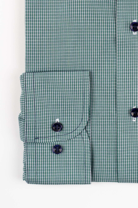 Camasa barbati slim fit verde cu carouri albe [2]