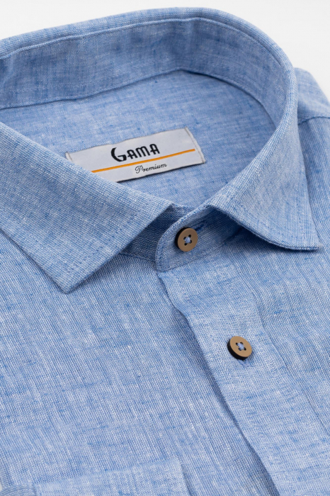 Camasa barbati regular fit albastra din in PREMIUM - guler clasic [5]