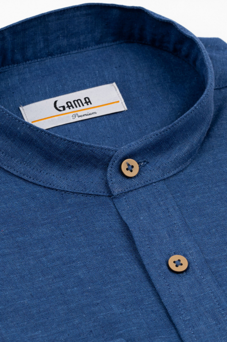 Camasa barbati regular fit navy din in PREMIUM - guler tunica [5]