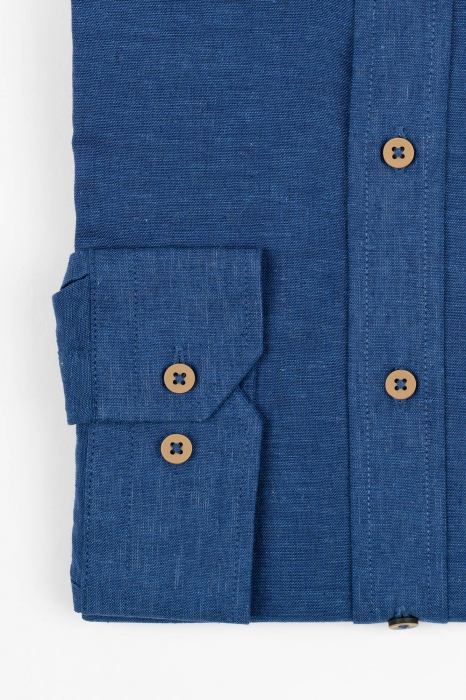 Camasa barbati regular fit navy din in PREMIUM - guler tunica [4]