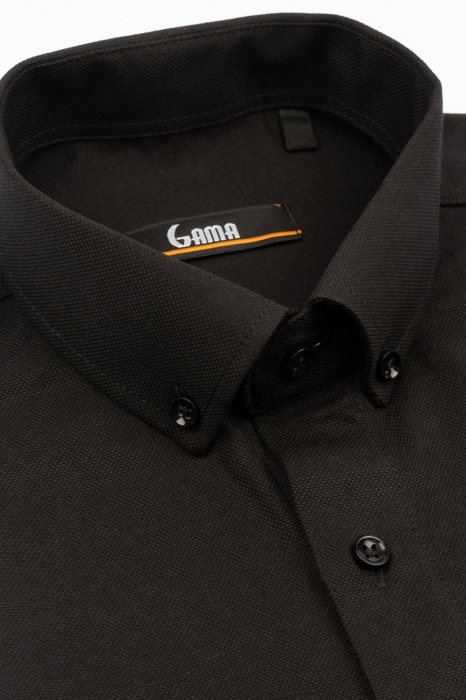 Camasa barbati regular fit neagra Oxford [3]