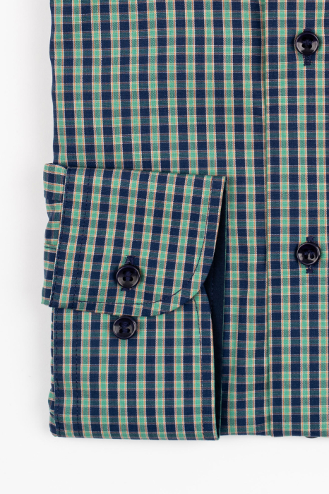 Camasa barbati regular fit verde cu caro bleumarin si orange 2XL-4XL [2]