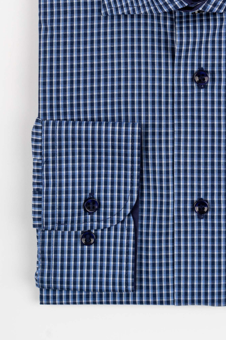 Camasa barbati regular fit bleumarin cu carouri bleu si albe [2]
