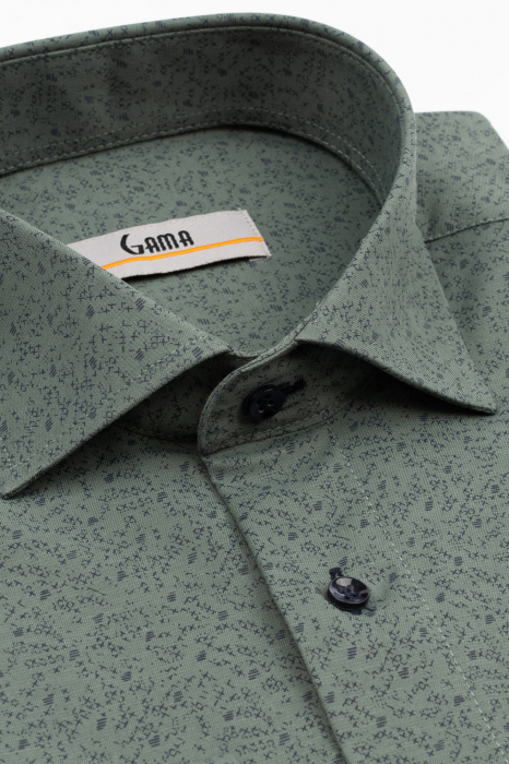 Camasa barbati regular fit verde cu imprimeu abstract bleumarin CONFORT [3]